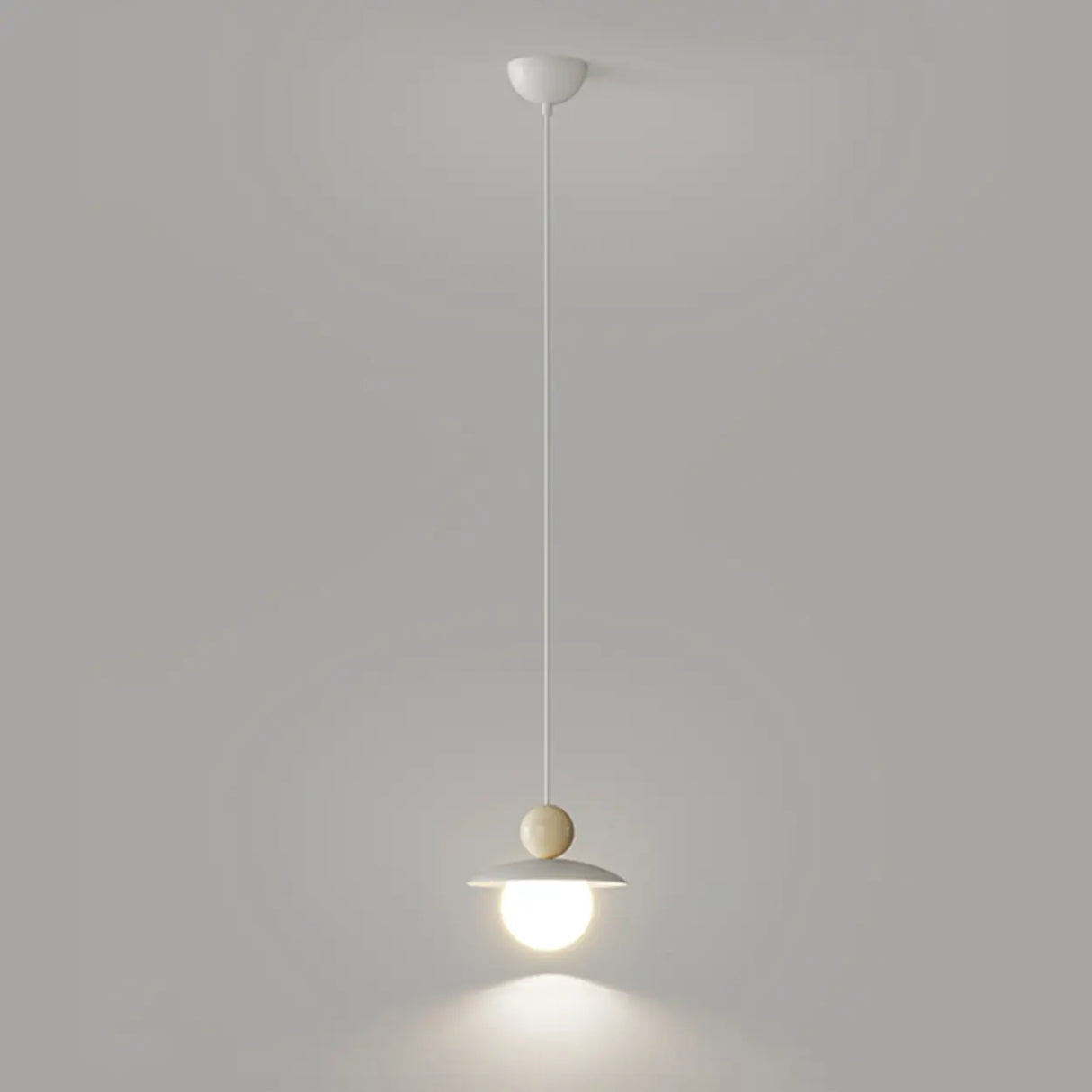 Modern Cream Resin White Globe Bedroom Pendant Light Image - 2