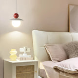 Modern Cream Resin White Globe Bedroom Pendant Light Image - 4