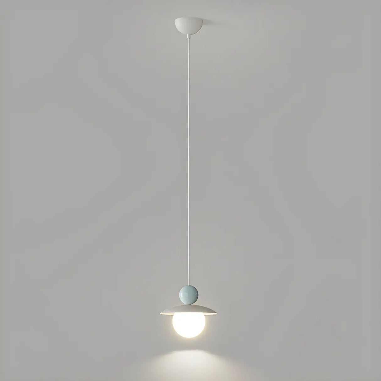 Modern Cream Resin White Globe Bedroom Pendant Light Image - 5