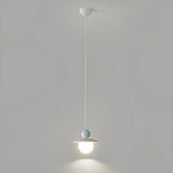 Modern Cream Resin White Globe Bedroom Pendant Light Image - 5