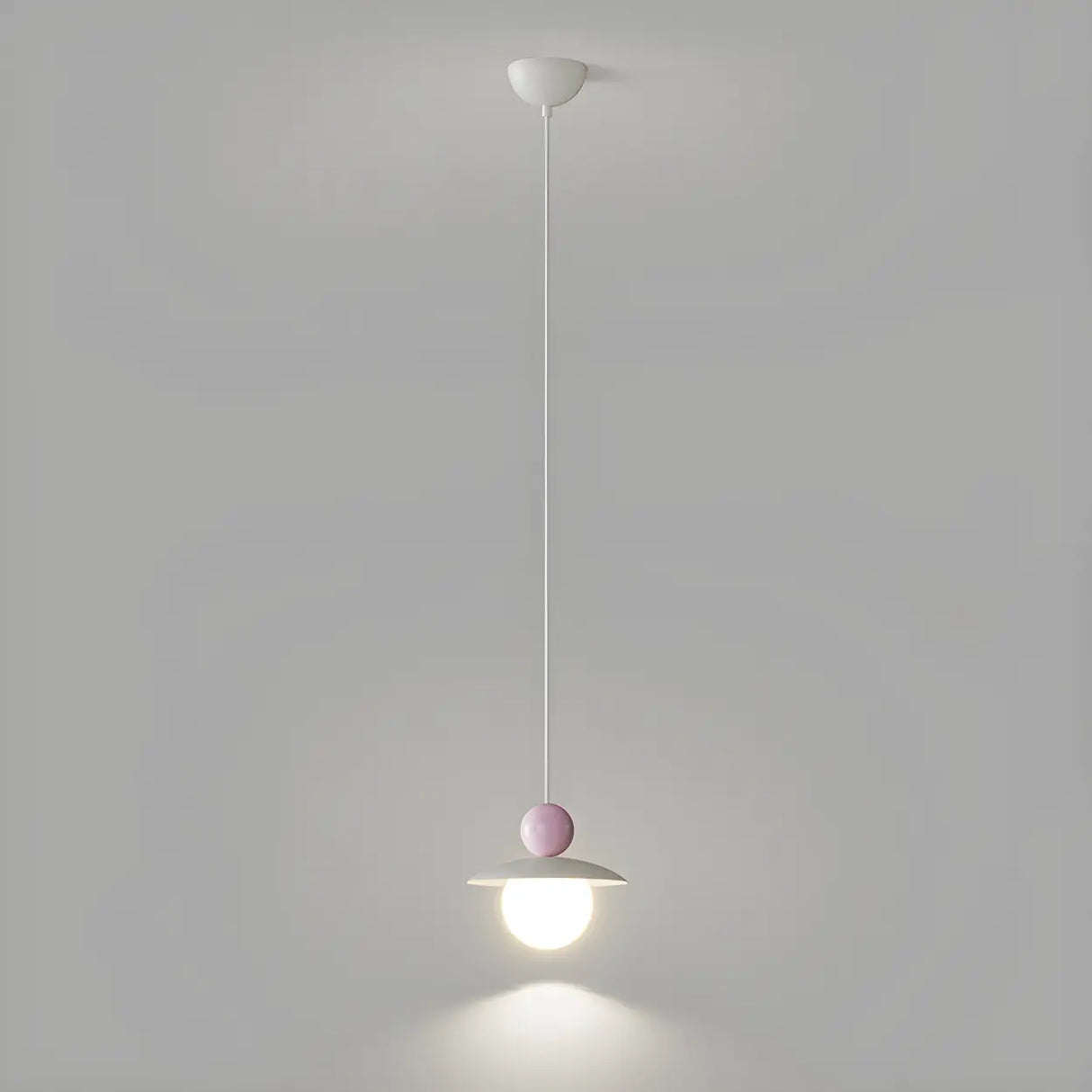 Modern Cream Resin White Globe Bedroom Pendant Light Image - 7