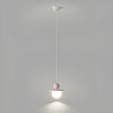 Modern Cream Resin White Globe Bedroom Pendant Light Image - 7