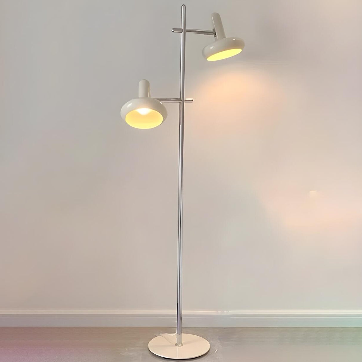 Modern Cream White Double Head Iron Floor Table Lamp Image - 8