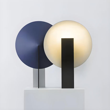 Modern Creative Blue Round Geometric Ambient Table Lamp Image - 1