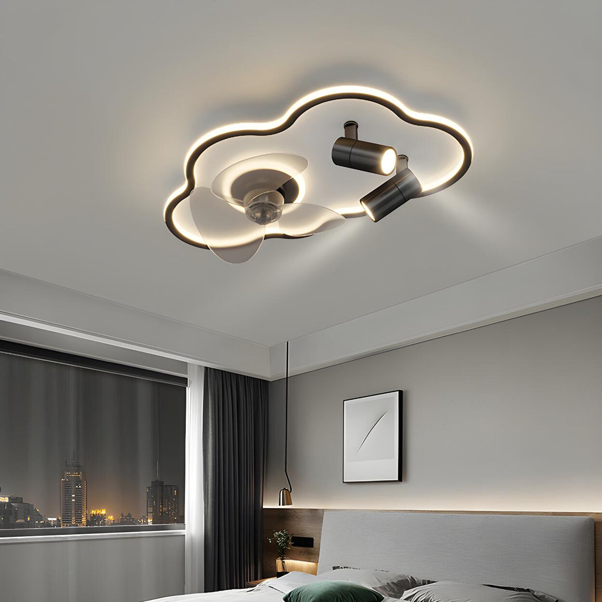 Modern Creative Cloud Multi-Light LED Ceiling Fan Light Image - 4