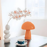 Modern Creative Dome Mushroom Glass Orange Table Lamp Image - 12