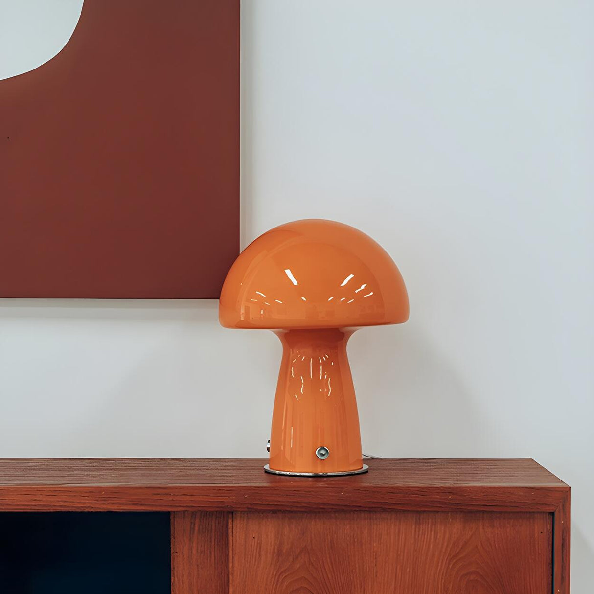 Modern Creative Dome Mushroom Glass Orange Table Lamp Image - 16