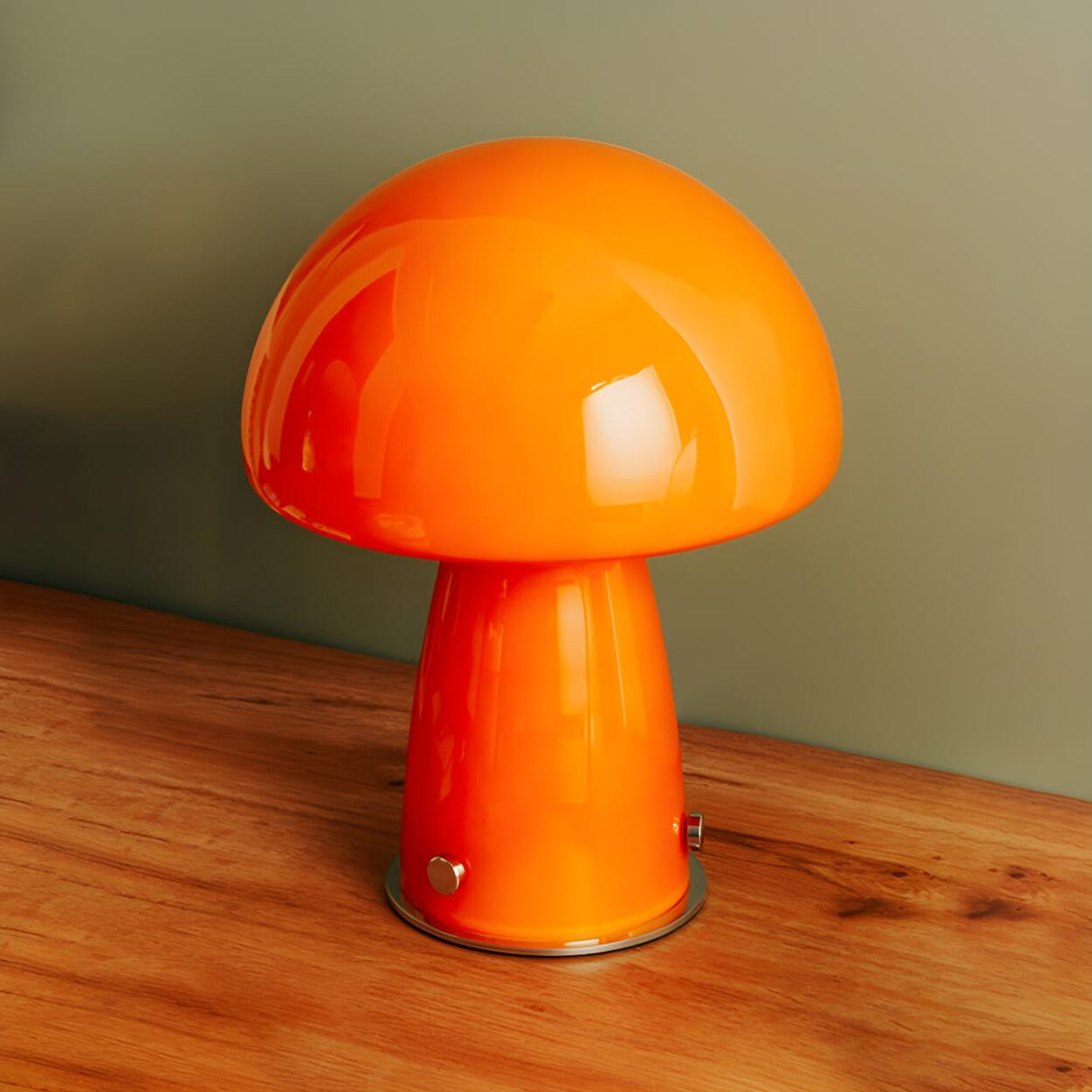 Modern Creative Dome Mushroom Glass Orange Table Lamp Image - 3