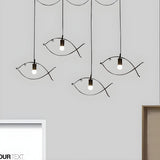 Modern Creative Fish Black Metal Dining Room Pendant Light Image - 3