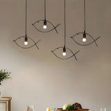 Modern Creative Fish Black Metal Dining Room Pendant Light Image - 7