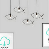 Modern Creative Fish Black Metal Dining Room Pendant Light Image - 8