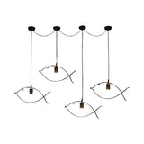 Modern Creative Fish Black Metal Dining Room Pendant Light Image - 9