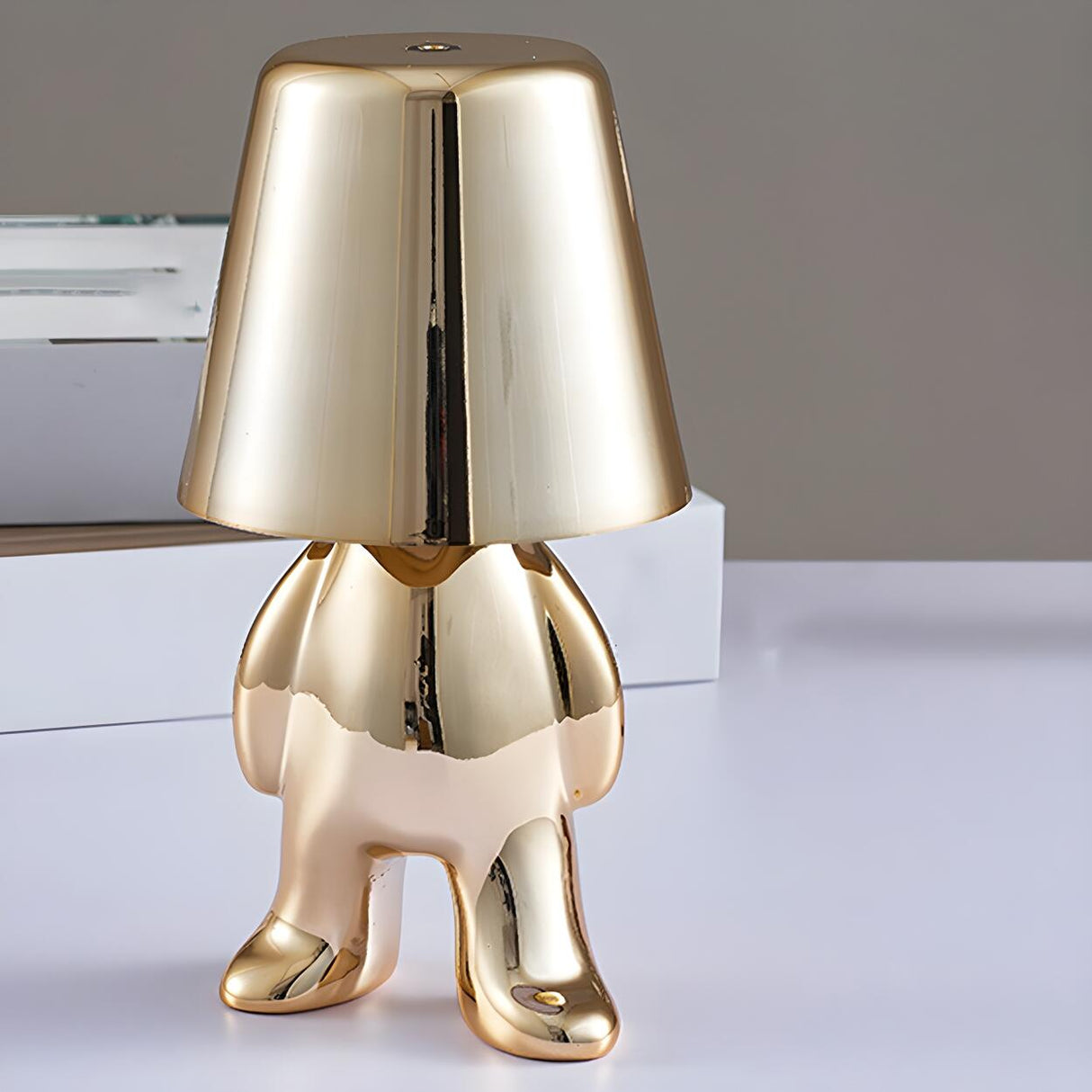 Modern Creative Mini Golden Man Metal Study Table Lamp Image - 12