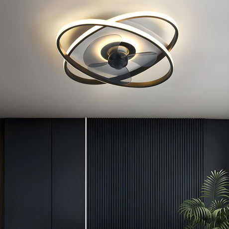 Modern Creative Oval Ring LED Ceiling Fan with Light Image - 1