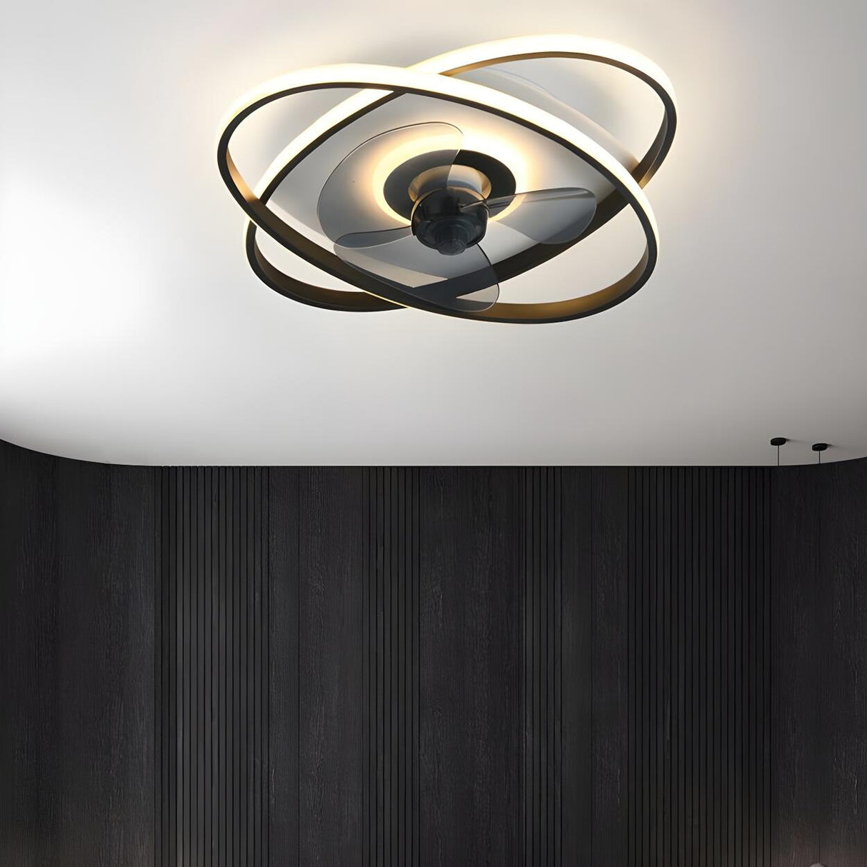 Modern Creative Oval Ring LED Ceiling Fan with Light Image - 11