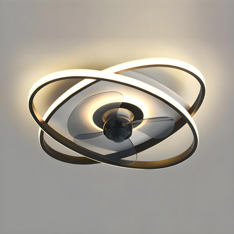 Modern Creative Oval Ring LED Ceiling Fan with Light Image - 2