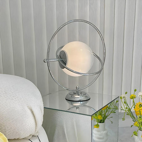 Modern Creative Silver Globe Shape Chrome Table Lamp Image - 1