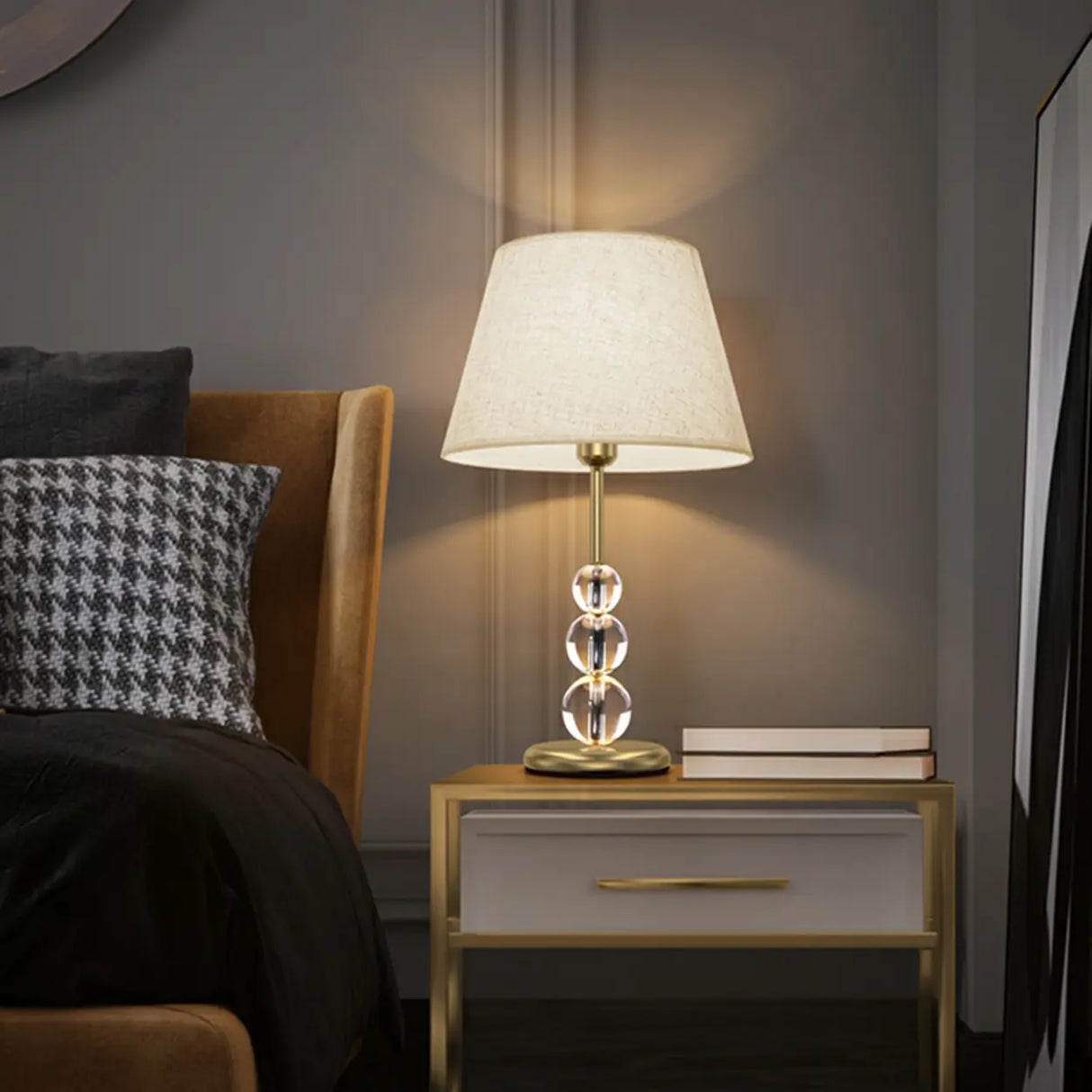 Modern Crystal Ball Base Table Lamp with Rocker Switch Image - 1