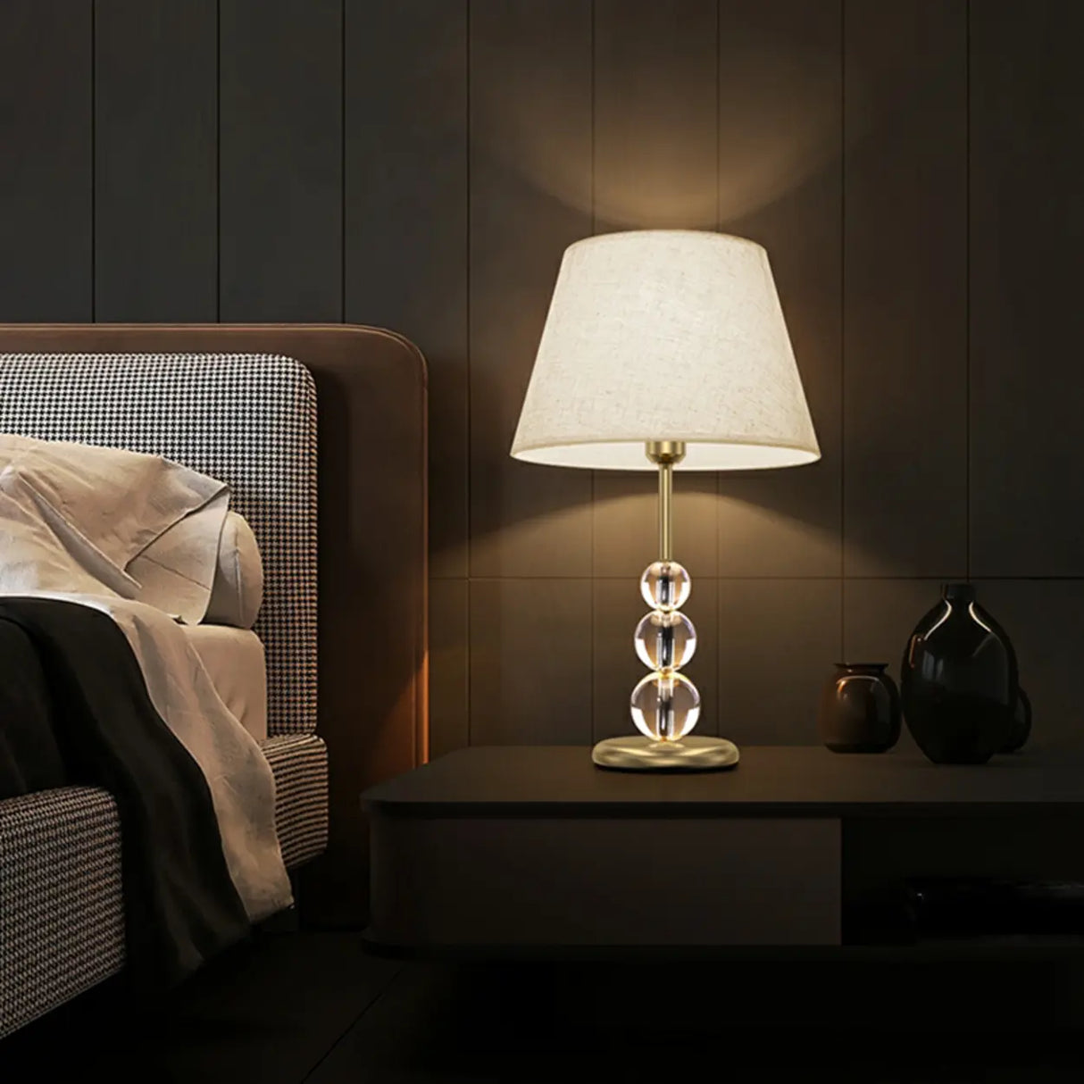 Modern Crystal Ball Base Table Lamp with Rocker Switch Image - 3