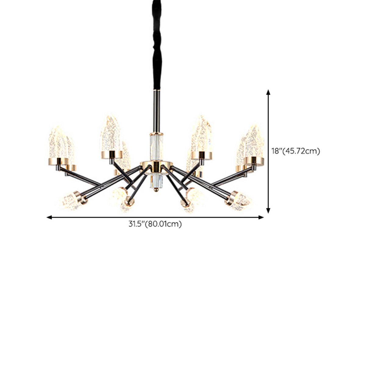 Modern Crystal Black Branch Chandelier Adjustable Height Image - 10