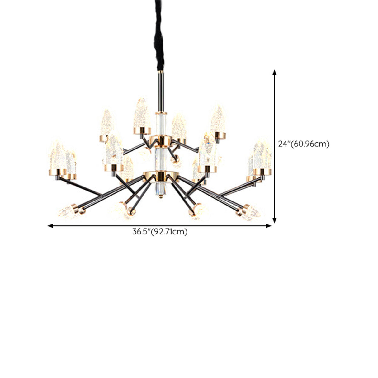 Modern Crystal Black Branch Chandelier Adjustable Height Image - 11