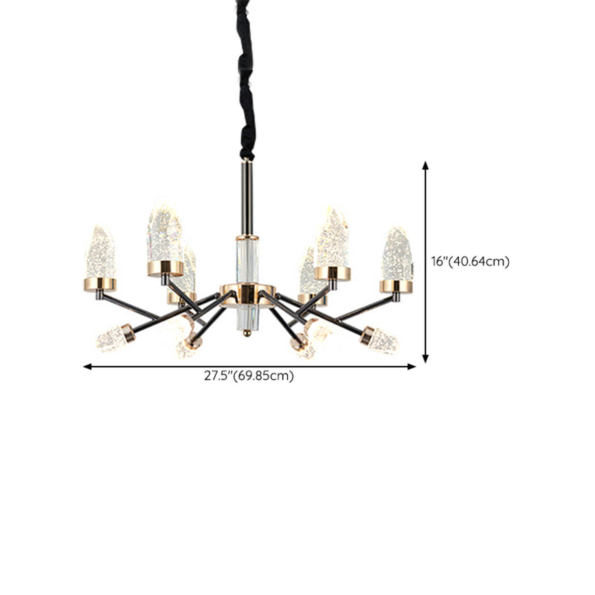 Modern Crystal Black Branch Chandelier Adjustable Height 