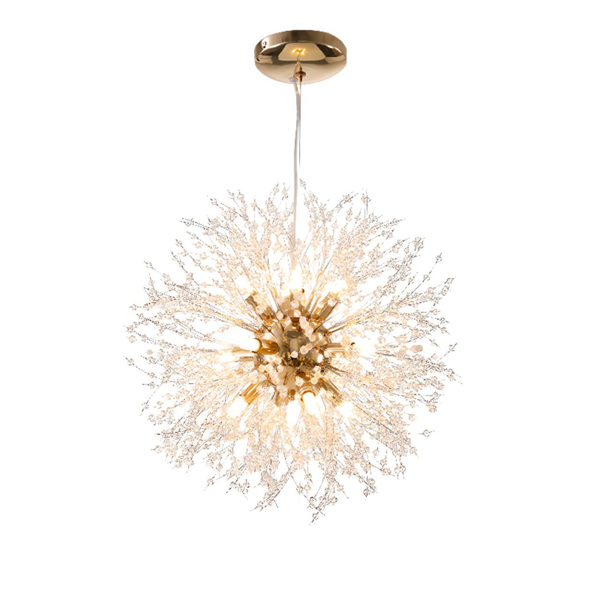 Modern Crystal Burst Adjustable Height Chandelier Image - 10