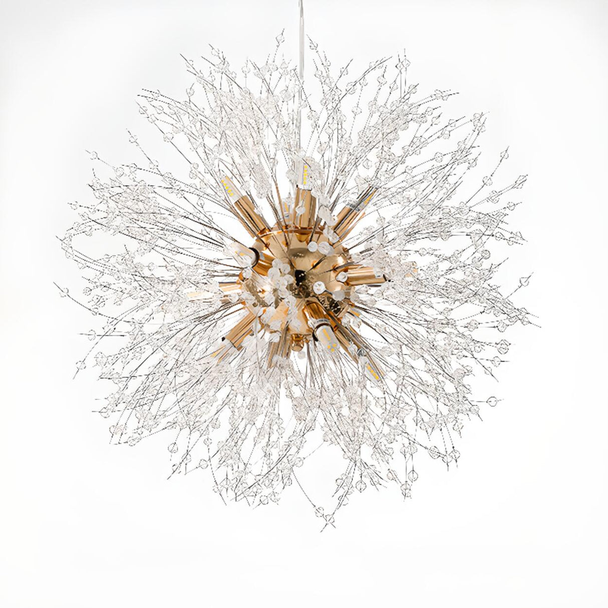 Modern Crystal Burst Adjustable Height Chandelier Image - 12