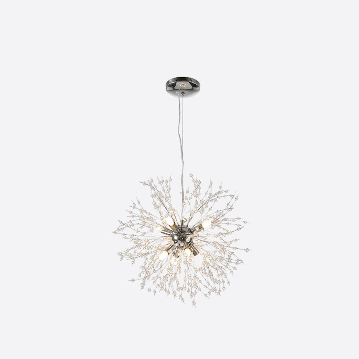 Modern Crystal Burst Adjustable Height Chandelier Image - 2