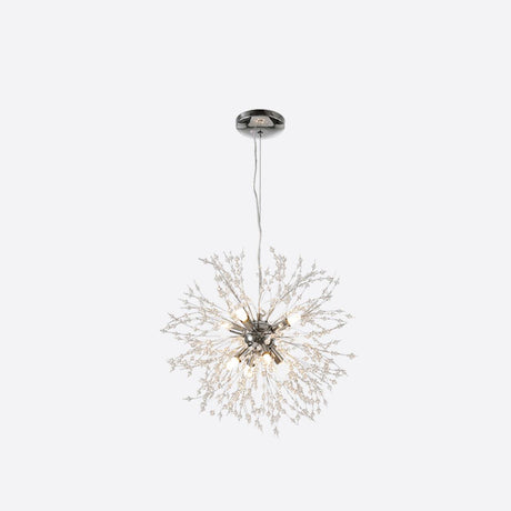 Modern Crystal Burst Adjustable Height Chandelier Image - 2