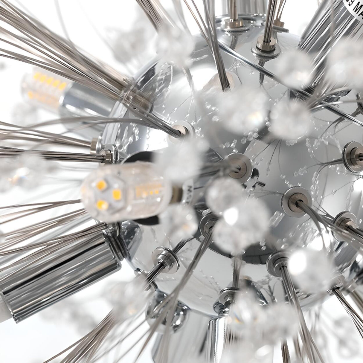 Modern Crystal Burst Adjustable Height Chandelier Image - 21