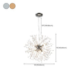 Modern Crystal Burst Adjustable Height Chandelier #size