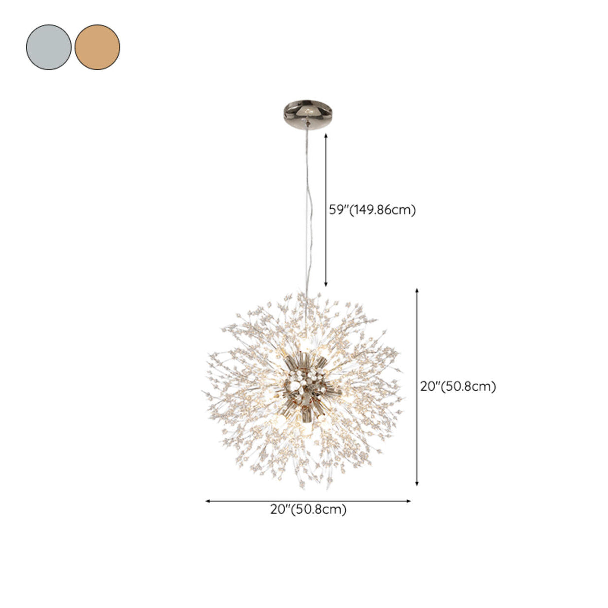 Modern Crystal Burst Adjustable Height Chandelier Image - 23