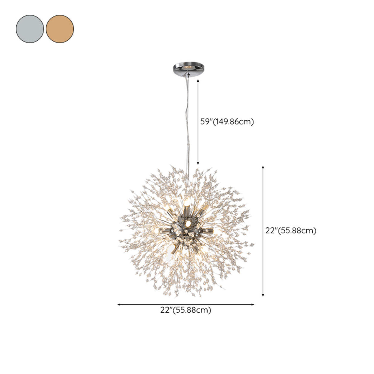 Modern Crystal Burst Adjustable Height Chandelier Image - 24