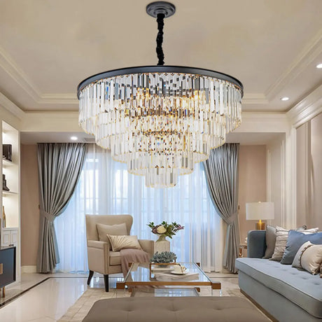 Babylon Tiered Tapered  Crystal Living Room Chandelier Image - 1