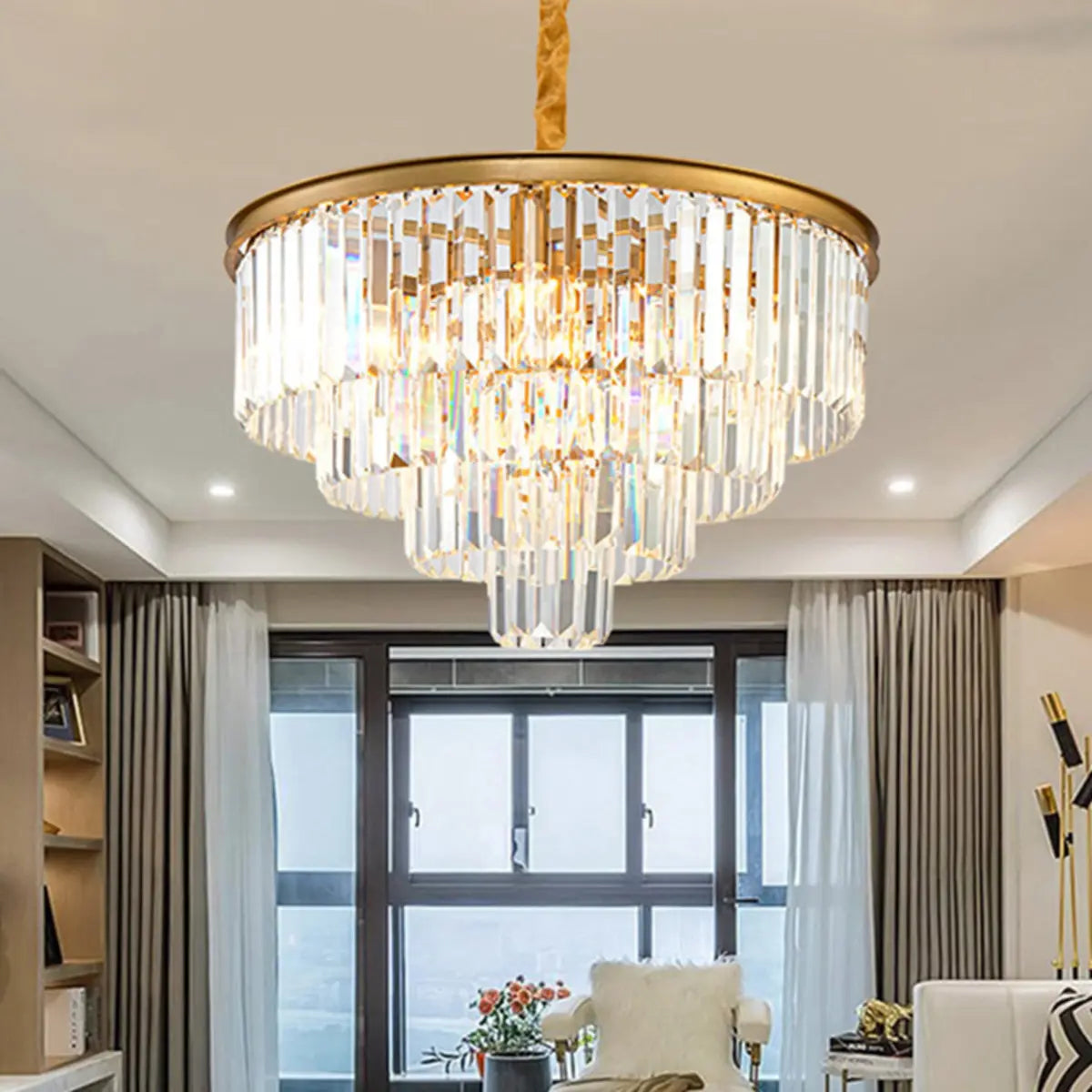 Babylon Tiered Tapered  Crystal Living Room Chandelier Image - 2