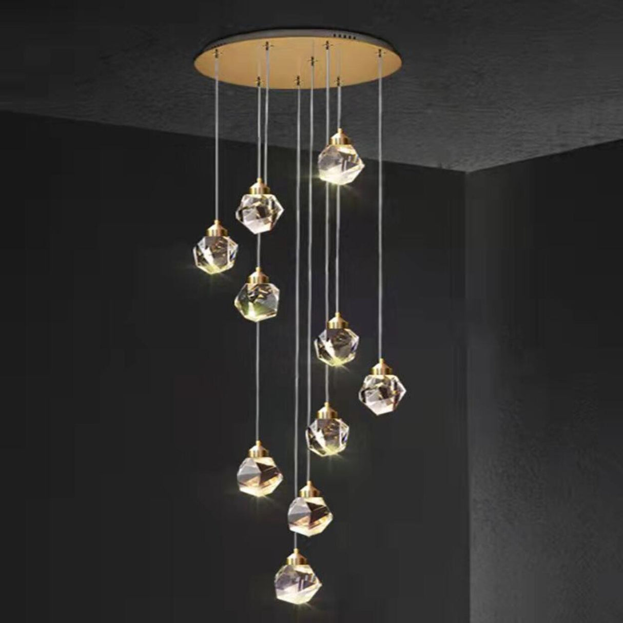 Modern Crystal Cluster String Led Pendant Light  Image - 1