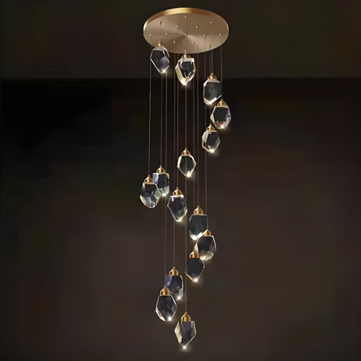 Modern Crystal Cluster String Led Pendant Light  Image - 12