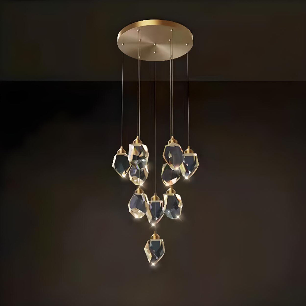 Modern Crystal Cluster String Led Pendant Light  Image - 14