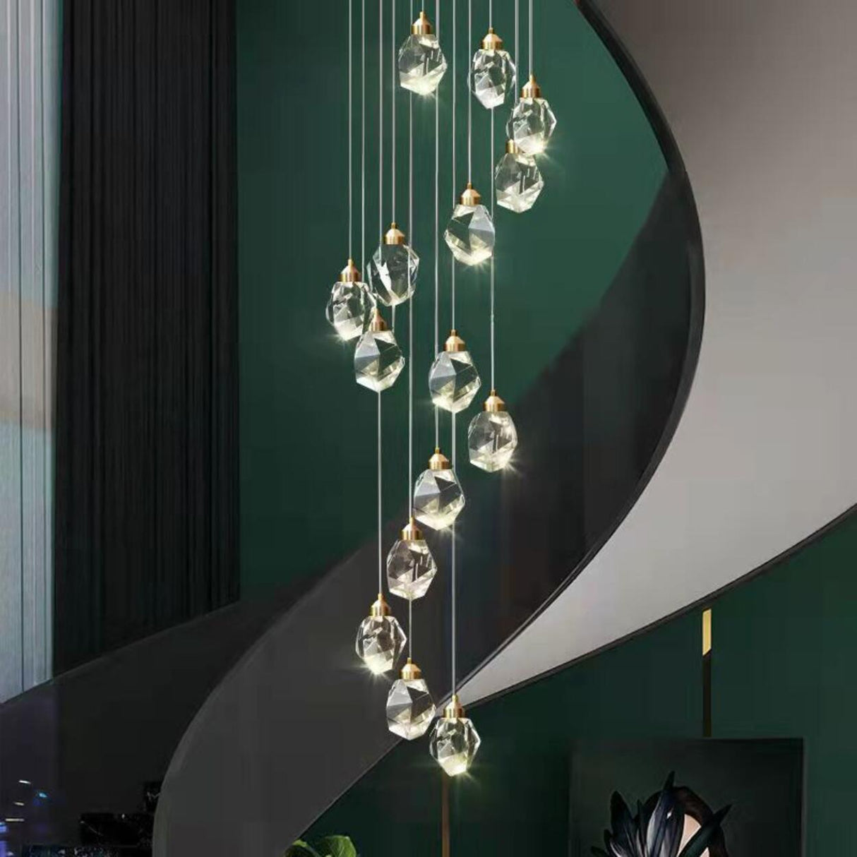 Modern Crystal Cluster String Led Pendant Light  Image - 4