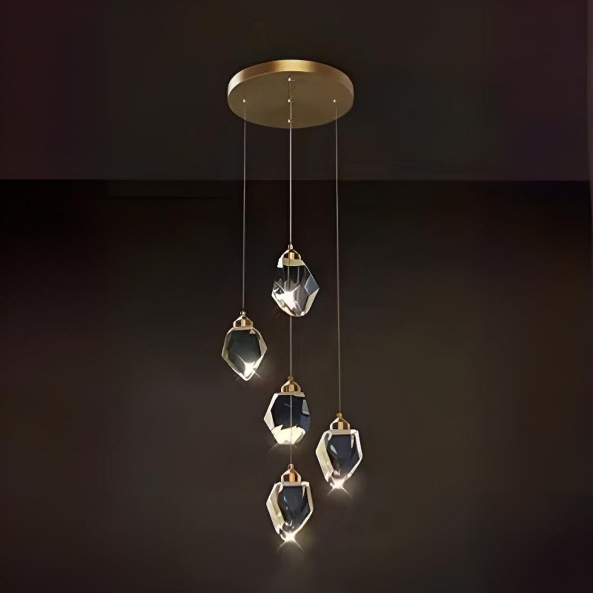 Modern Crystal Cluster String Led Pendant Light  Image - 6