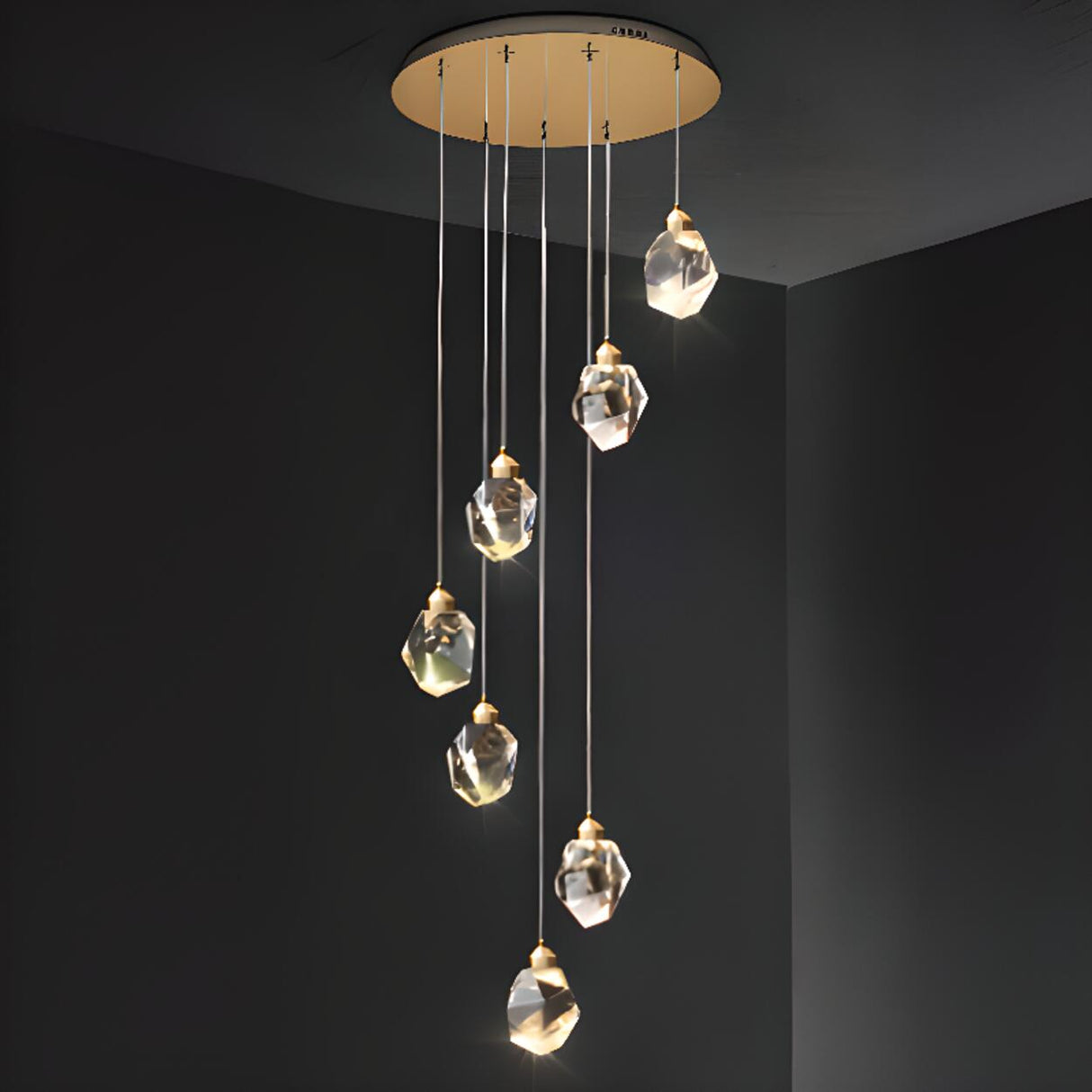 Modern Crystal Cluster String Led Pendant Light  Image - 8