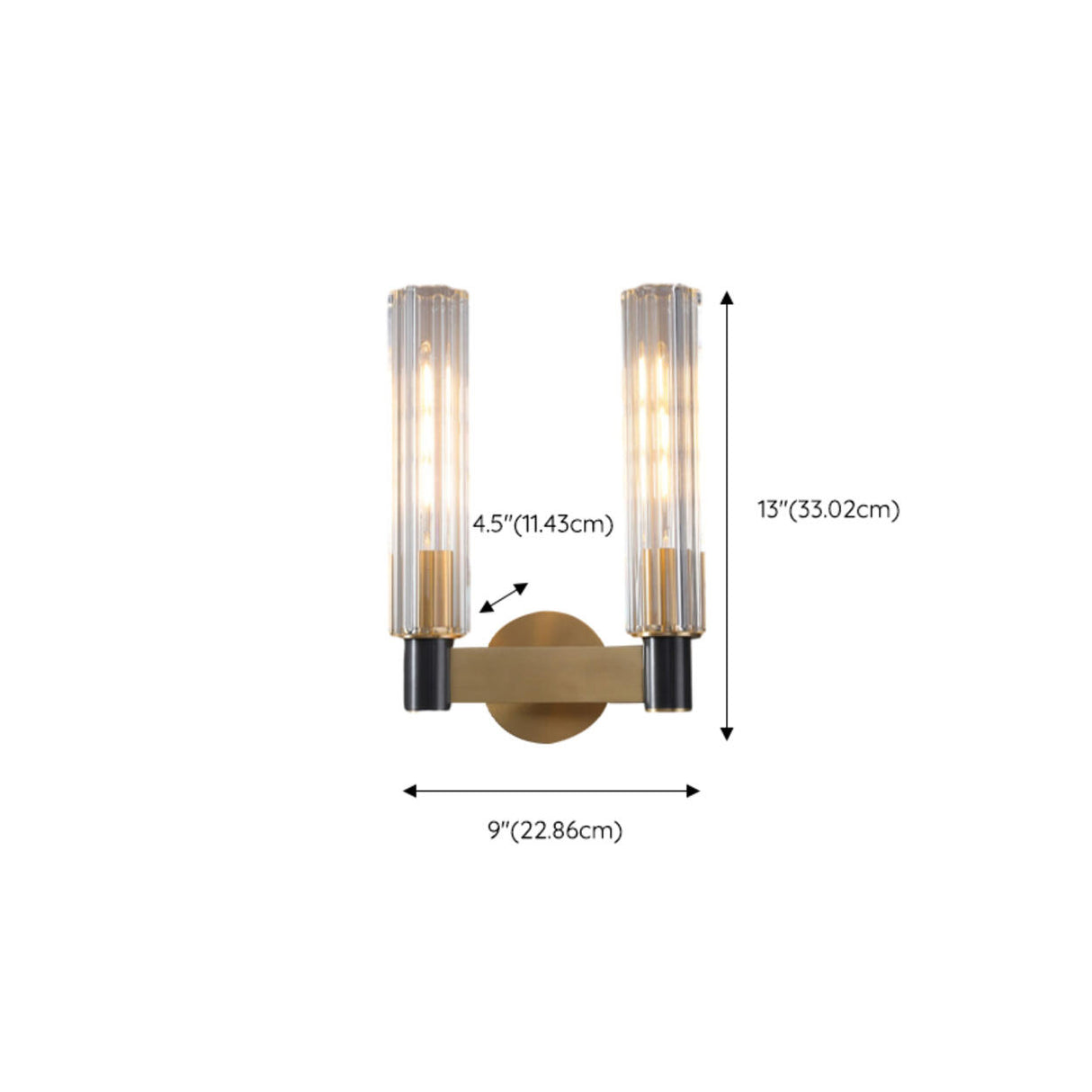 Modern Crystal Cylinder Brass Vanity Sconce Light Image - 14