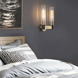 Modern Crystal Cylinder Brass Vanity Sconce Light Image - 5