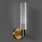 Modern Crystal Cylinder Brass Vanity Sconce Light Image - 7