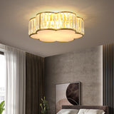 Modern Crystal Flower Shape Flush Mount Light Image - 1