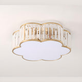 Modern Crystal Flower Shape Flush Mount Light Image - 8