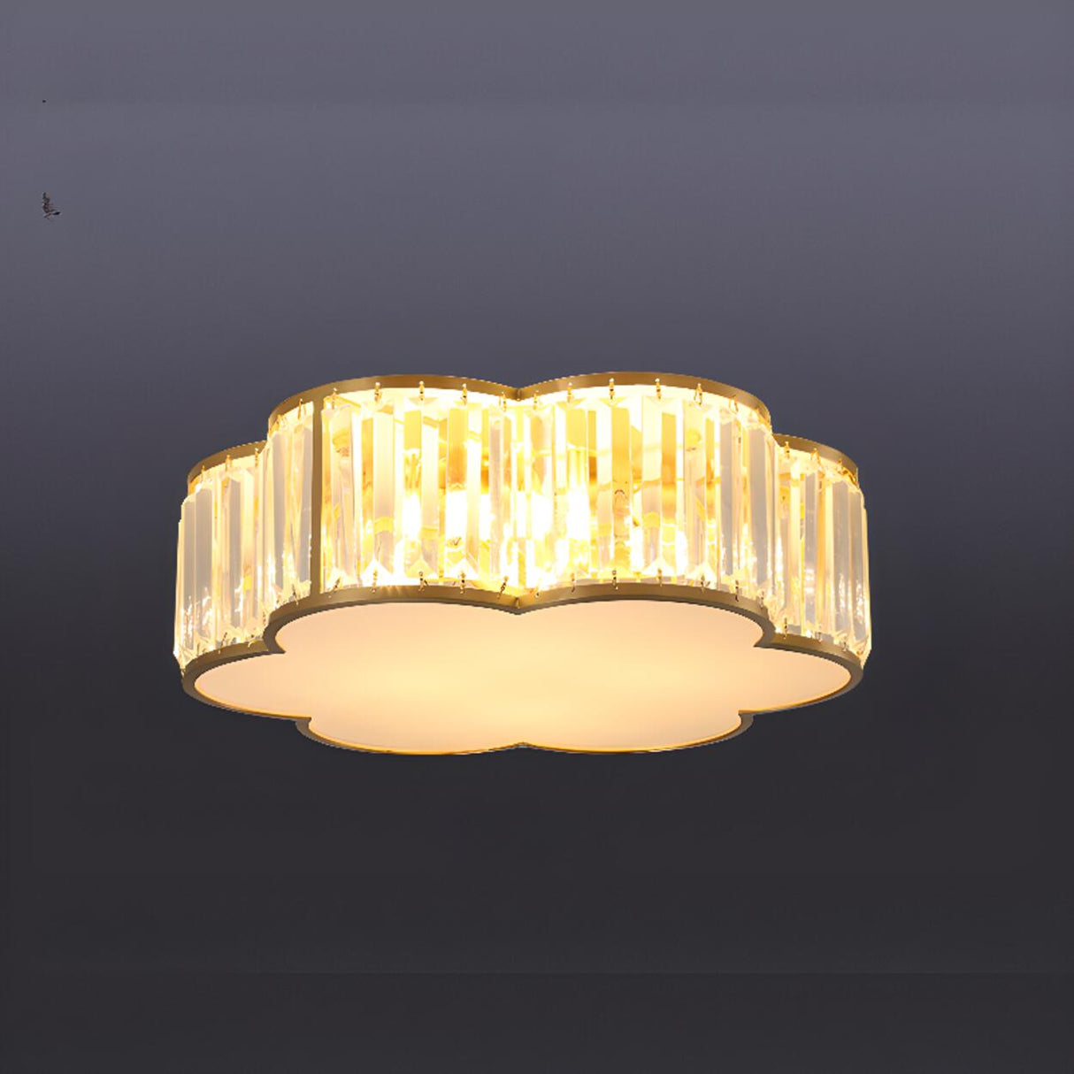 Modern Crystal Flower Shape Flush Mount Light Image - 9