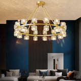 Contemporary Ring Square Crystal Living Room Chandelier Image - 1