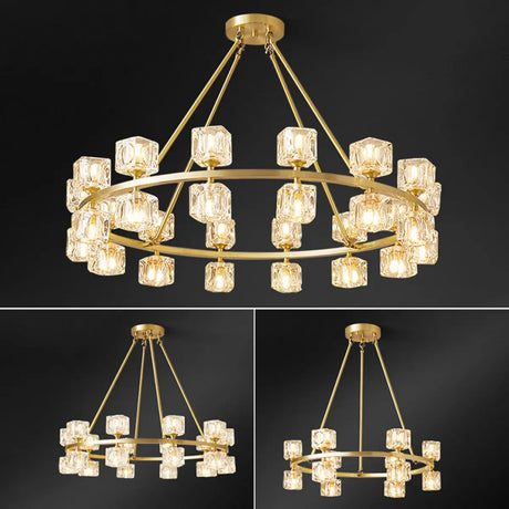 Contemporary Ring Square Crystal Living Room Chandelier Image - 10